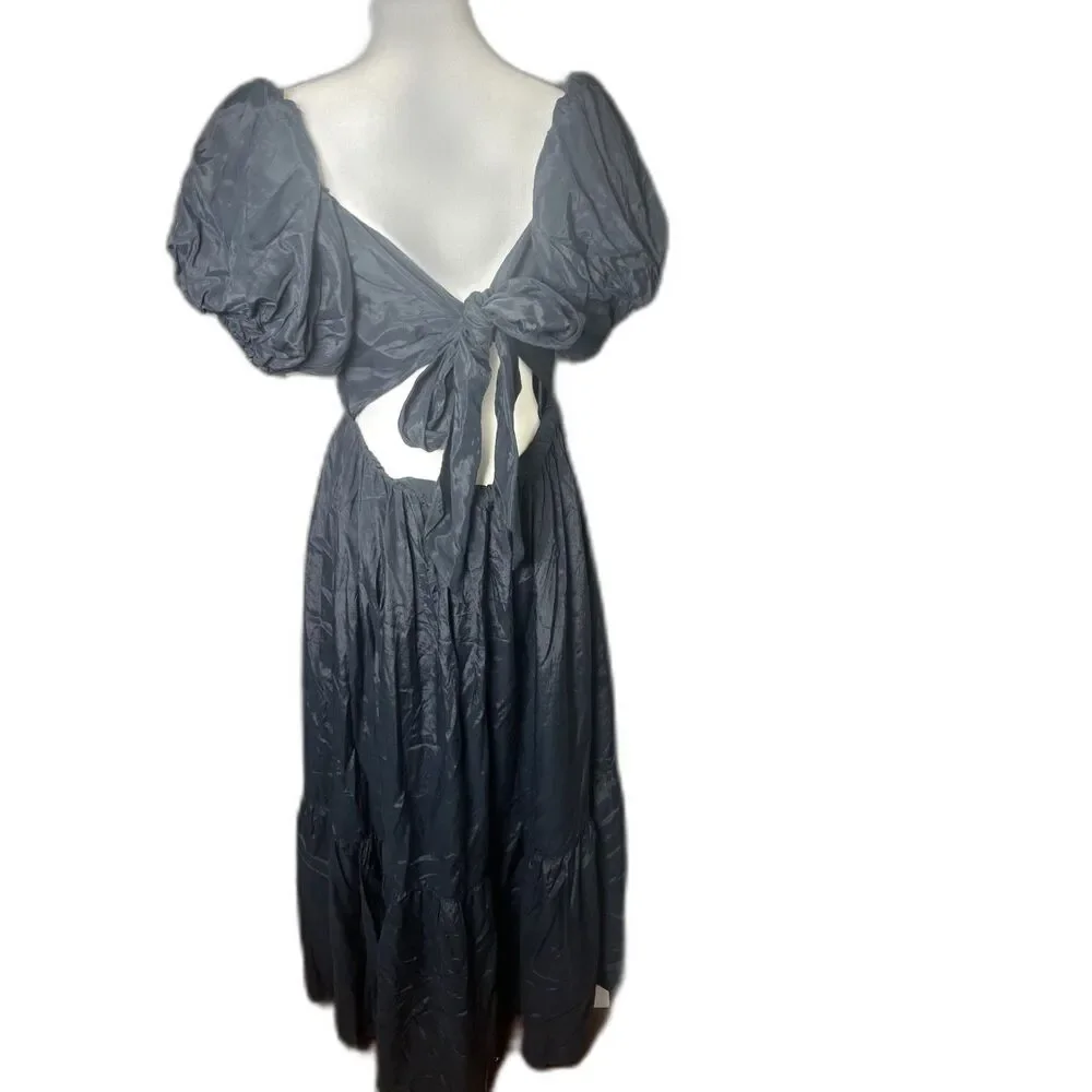 The A&F Emerson Drama Bow-Back Black Maxi Dress Size LP